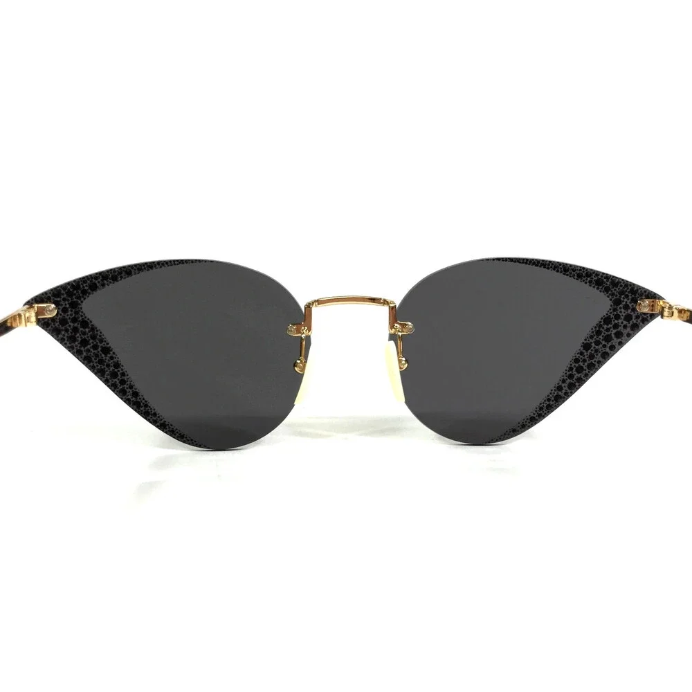 Gucci Sunglasses GG0898S 001 Gold Cat Eye Crystal Frames with Gray Lenses